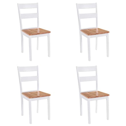 vidaXL - Eetkamerstoelen - 4 - st - massief - rubberwood - wit