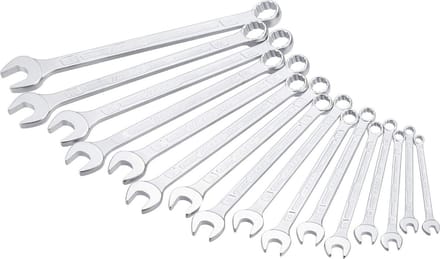 Combinatiesleutelset 16 stuks - 7 tot 24 mm met slanke kop en stevig T-profiel