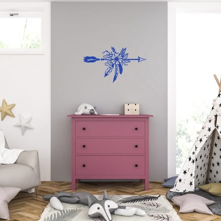 Muursticker - Pijl Met Bloem - 46,4 x 80,8 - Blauw