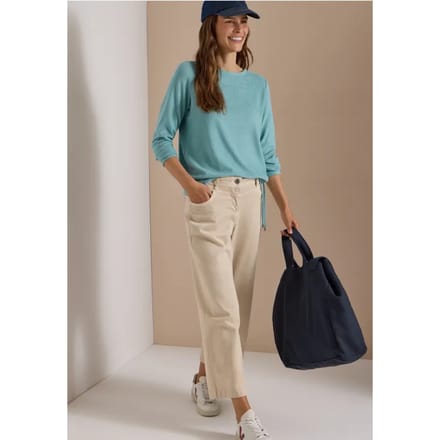Shirt met lange mouwen, boothals en trekkoord