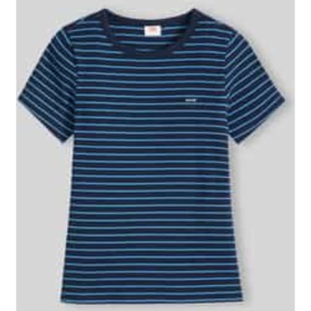 slim fit T-shirt van katoenmix met gestikt logo