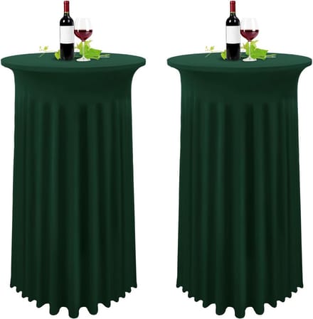 Set van 2 Donkergroene Stretch Statafelhoezen voor Bistrotafels (Ø80-85 cm)