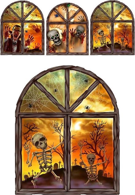 3 Halloween decoratie - raamstickers - 3D - 23 x 27 cm
