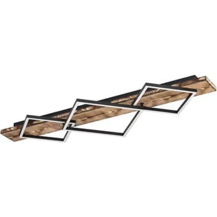 Eglo Plafondlamp Boyal - Zwart - Hout - Warm Wit - 42w