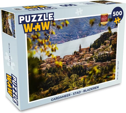 Puzzel Gardameer - Stad - Bladeren - Legpuzzel - Puzzel 500 stukjes