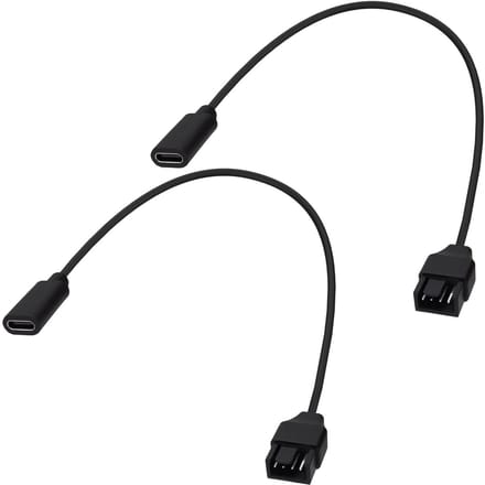 USB C naar PC ventilatoradapter - Type C vrouwelijke aansluiting naar 3Pin en 4Pin case fan voedingskabel voor computerkoeling - 20cm - 2 stuks