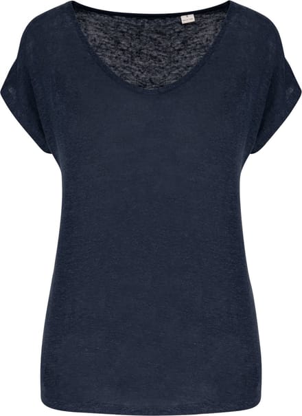 Spasso Linnen dames-t-shirt V-hals SP321 - Navy Blue - L