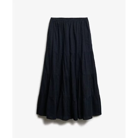 Superdry Tiered Maxi Lange Rok Zwart M Vrouw
