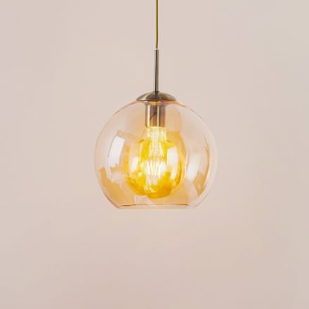 Searchlight Hanglamp Balls m amberkleur. glazen bol 25cm
