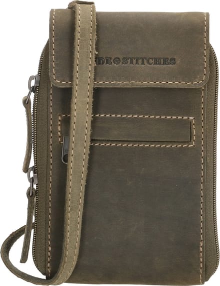 Hide & Stitches Idaho Schoudertas - 100% Leer - Olijfgroen