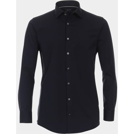 VENTI modern fit overhemd - jersey - blauw - Strijkvriendelijk - Boordmaat: 38