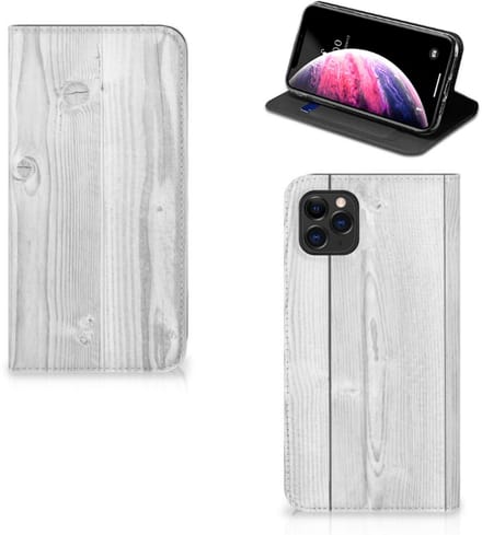 Apple iPhone 11 Pro Max Book Wallet Case White Wood