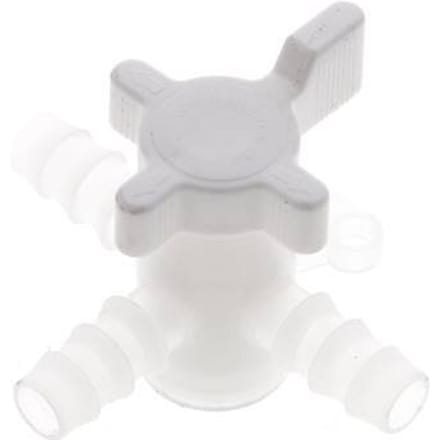 PVDF 3-weg Kogelkraan 3/8'' (9 mm) Slangpilaar