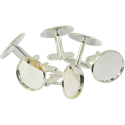 6 pièces boutons de manchette ronds paramètres Base pour bricolage Cabochon bijoux argent 20mm argenté
