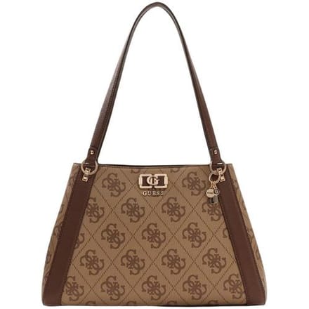 GUESS schoudertas Karnilla Logo Girlfriend Carryall Latte Logo / Brown Lichtbruin