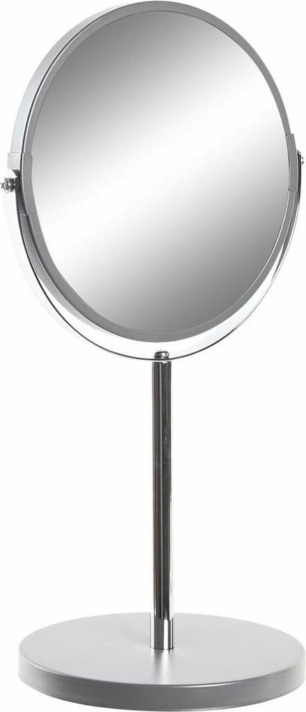 Items Make-up spiegel op standaard - rond - RVS - zilverkleurig - 34 cm