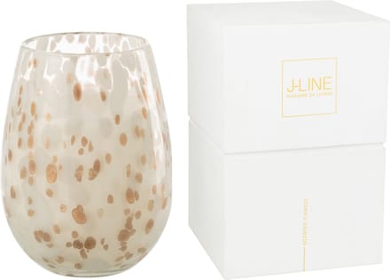 J-Line geurkaars Mia - Osmanthus & Suede - glas - wit - large - 230U
