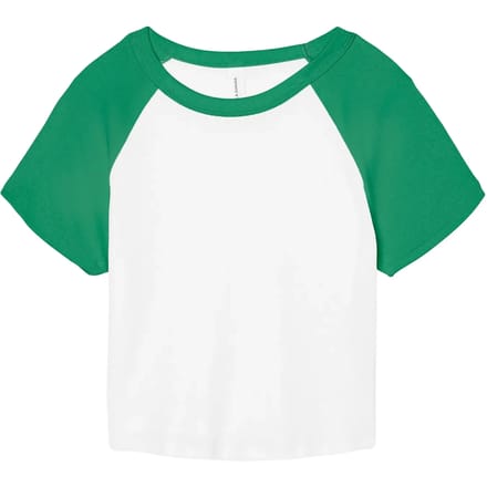Bella+Canvas Women´s Micro Rib Raglan Baby Tee BL1201 - White/Kelly Green - M
