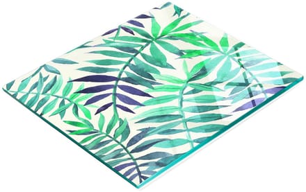 Decoratieve glazen snijplank met tropische bladeren, 60x52 cm