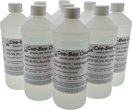 Cee-Bee Isopropanol | Isopropyl | IPA 99.9% Alcohol | 1000 ml | 9 flessen á 1 liter