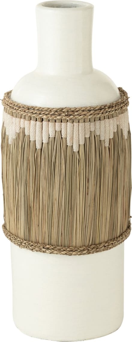 J-Line vaas Motief Terracotta/gras - wit/naturel - 75 cm hoog