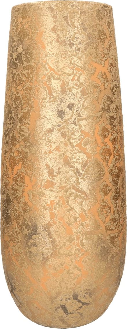 Mica Decorations Vaas - keramiek - flakes - goud - D21 x H55 cm - bloemenvaas