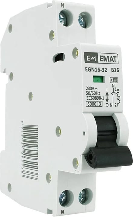EMAT installatieautomaat 1-polig+nul 16A B-kar