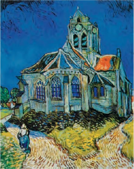 Mini kunstposter - Vincent van Gogh - De kerk bij Auvers - 24x30 cm