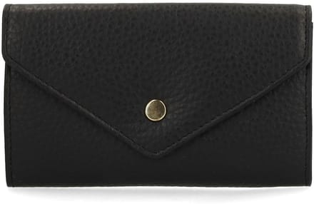 Manfield - Dames - Zwarte leren portemonnee - Maat 1