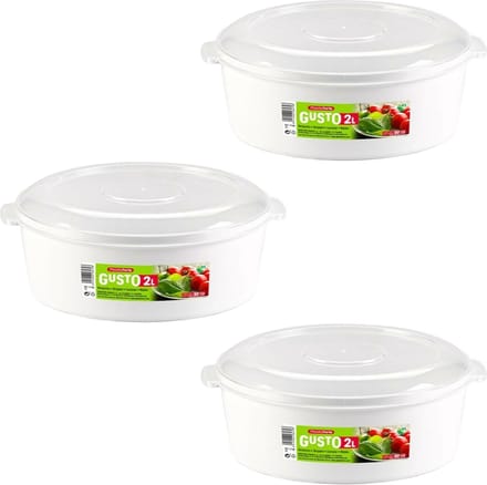 PlasticForte Magnetronschaal - 3x - 2 liter - wit/transparent - kunststof - BPA vrij
