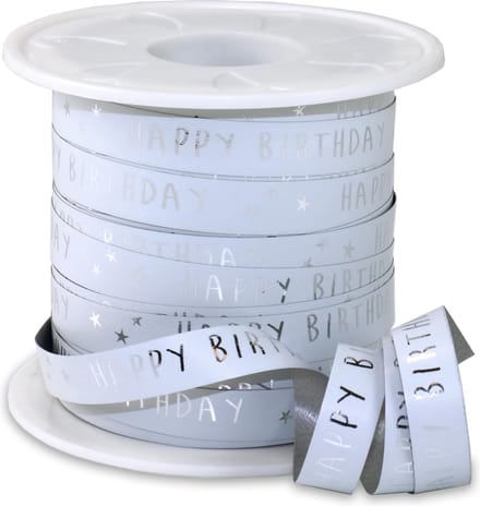 Krullint Happy Birthday Wit – Cadeaulint - 10mm