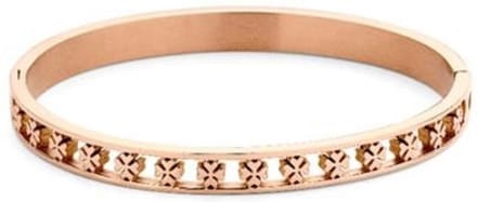 CO88 Collection Sense 8CB 90451 Stalen Bangle met Klavertjes - One-size (60x50x6 mm) - Roségoudkleurig