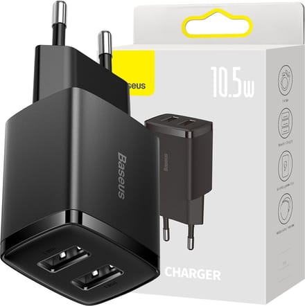 Baseus Compact Quick Charger 2x USB 10.5W (black)