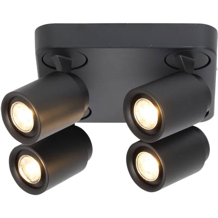 Freelight Razza plafondspot, zwart, lengte 30 cm, 4-lamps, metaal
