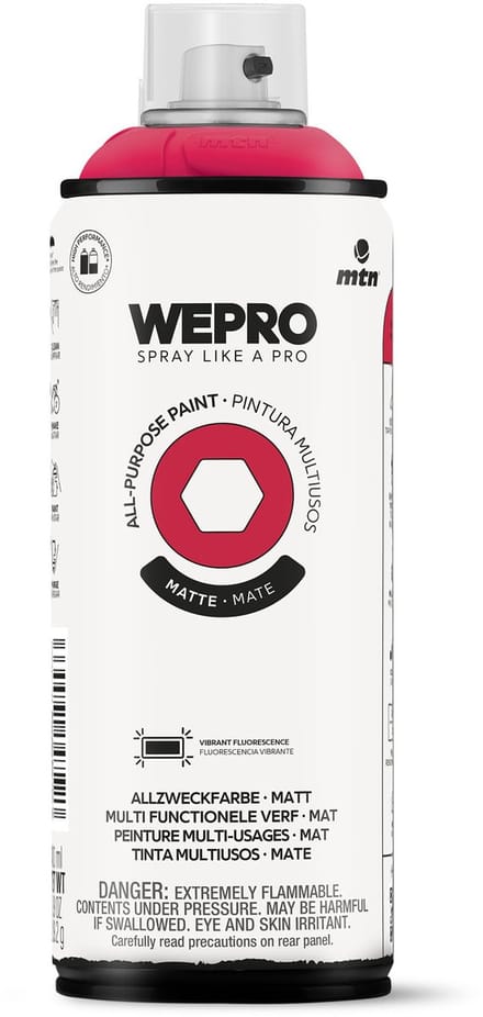 Spuitbus Fluor Rood Mat MTN WEPRO ALL-PURPOSE PAINT 400ML