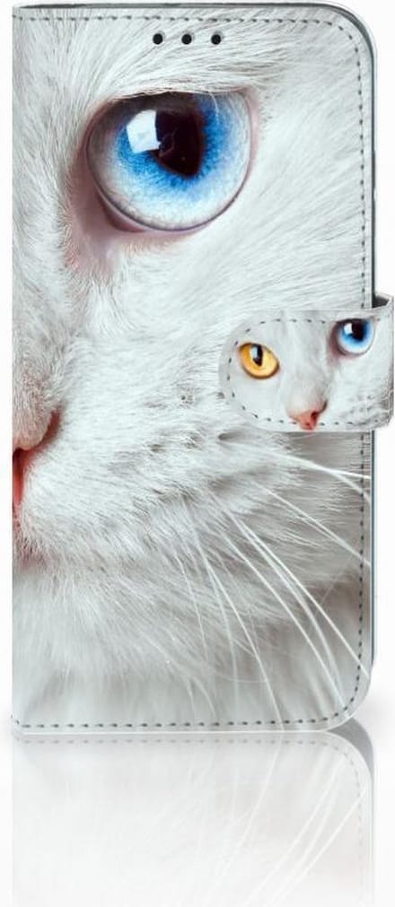 Honor 10 Lite Telefoonhoesje met Pasjes Witte Kat