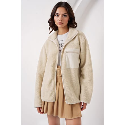 Pocket Gedetailleerde Oversized Pluche Jas