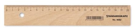 Liniaal Standardgraph 20cm hout met metaalinleg - SG-9062