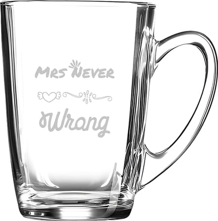 Gegraveerde Theeglas 32cl Mrs. Never wrong