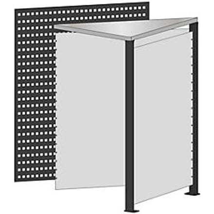 Schulte Lagertechnik Hoekmodule voor uitschuifbaar baliesysteem MULTIplus, 1 modulair frame, 1 eindpaneel, bladbreedte 780 mm, met werkblad