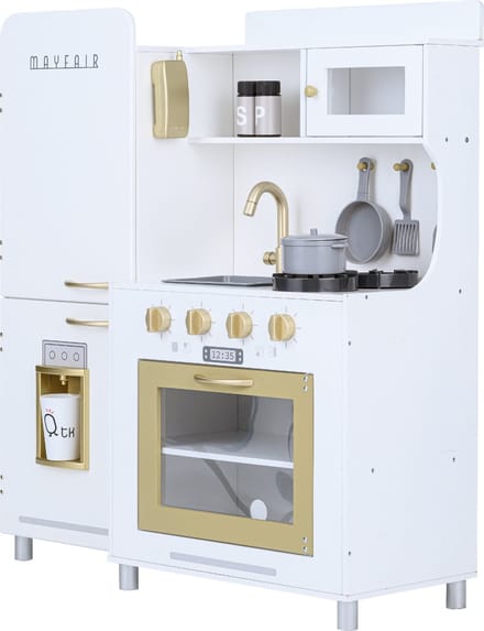 Teamson Kids Retro Houten Speelkeuken Met Accessoires - Rollenspel Speelgoed - Wit/Goud