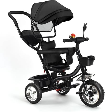Kinderdriewieler - Loopfiets - Buiten Spelen - 4-in-1 Functie - 46x75x106cm - Zwart