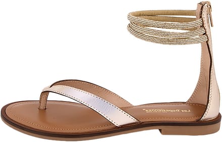 Les Hodixy platte leren sandalen