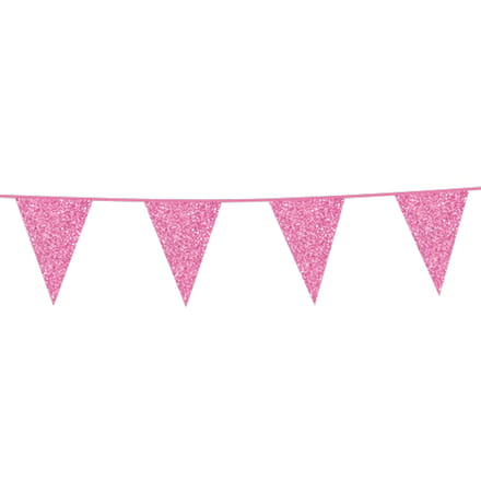 Glitter vlaggenlijn baby roze 6 meter.