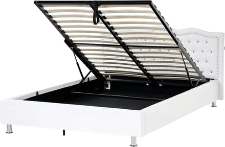 METZ - Bed met opbergruimte - Wit - 160 x 200 cm - Kunstleer