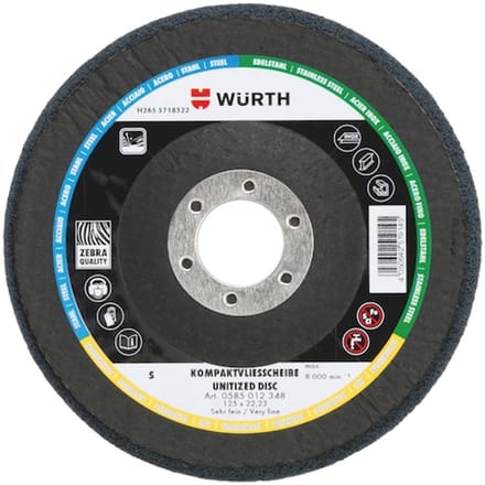 Wurth - Hardgeperste compacte vliesschijf Met weefselplaat - Hardgeperste compacte vliesschijf Met weefselplaat - x 5 st - Korrel Zeer