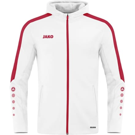 Jako Power Jas Met Kap Dames - Wit / Rood | Maat: 40