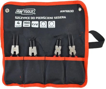 Awtools AW16630 - Set van Seger Ringtangen - 160mm - 4-delig - CrV Staal - Ergonomische Handgreep