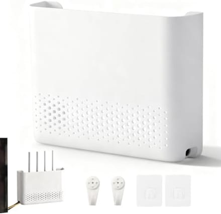 Witte wandhouder voor router en netwerkapparatuur