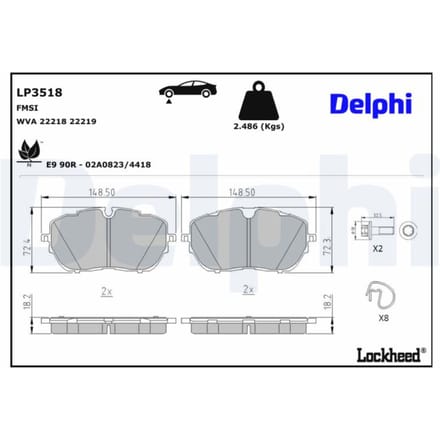 Remblokset DELPHI LP3518, voor